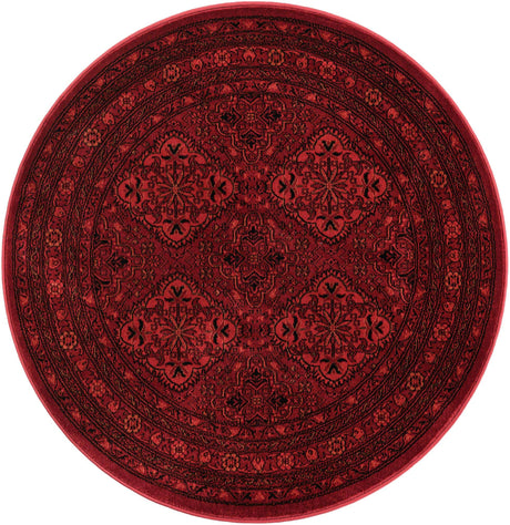 Red 4' 1 x 4' 1 Tekke Round Area Rug Classic Traditional Vintage Design Carpet for Living Rooms, Dining, Bedrooms, Office Space for Sale at Rug Engine