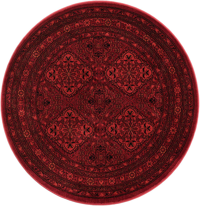 Red 4' 1 x 4' 1 Tekke Round Area Rug Classic Traditional Vintage Design Carpet for Living Rooms, Dining, Bedrooms, Office Space for Sale at Rug Engine