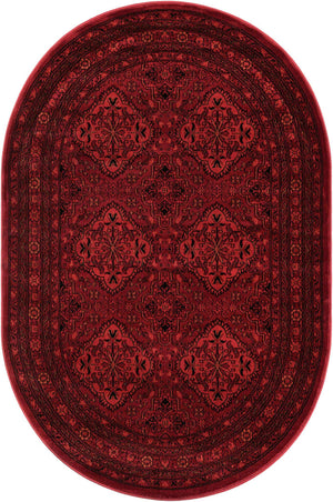 Red 4' 1 x 6' 1 Tekke Oval Area Rug Classic Traditional Vintage Design Carpet for Living Rooms, Dining, Bedrooms, Office Space for Sale at Rug Engine