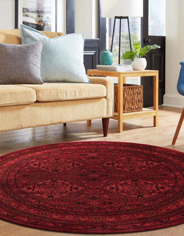 Red 10' x 10' Tekke Round Area Rug Classic Traditional Vintage Design Carpet for Living Rooms, Dining, Bedrooms, Office Space for Sale at Rug Engine