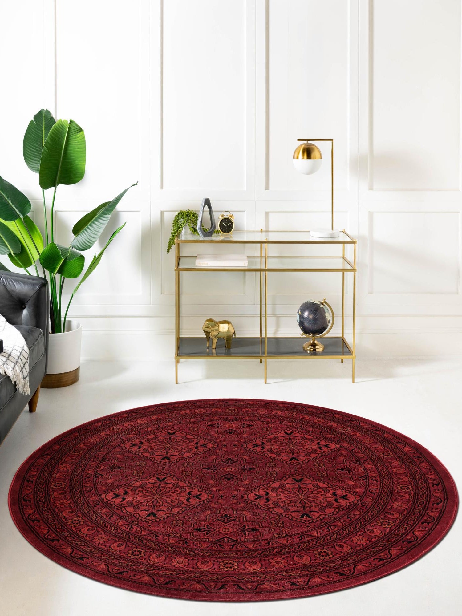 Red 3' 1 x 3' 1 Tekke Round Area Rug Classic Traditional Vintage Design Carpet for Living Rooms, Dining, Bedrooms, Office Space for Sale at Rug Engine