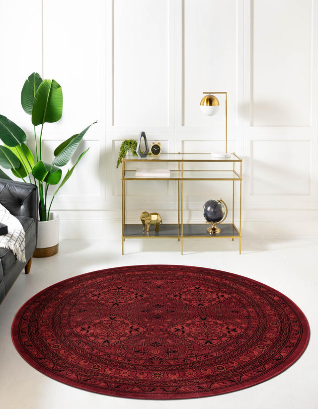 Red 3' 1 x 3' 1 Tekke Round Area Rug Classic Traditional Vintage Design Carpet for Living Rooms, Dining, Bedrooms, Office Space for Sale at Rug Engine