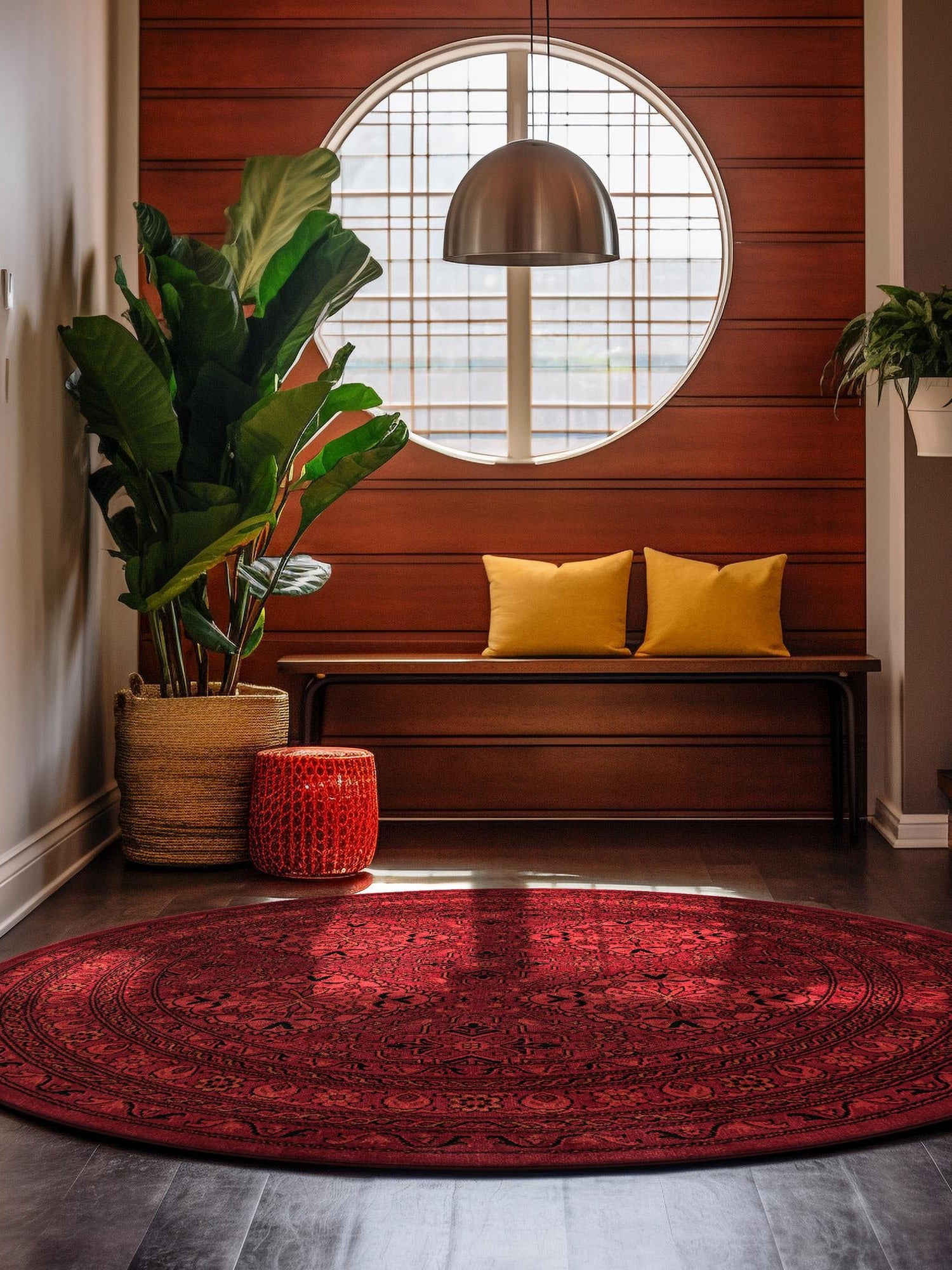Red 10' x 10' Tekke Round Area Rug Classic Traditional Vintage Design Carpet for Living Rooms, Dining, Bedrooms, Office Space for Sale at Rug Engine