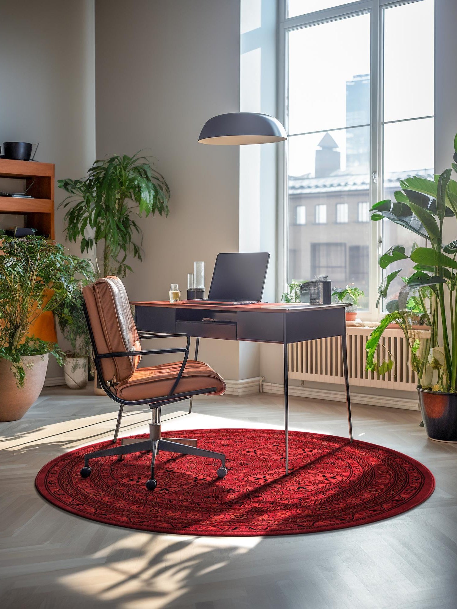 Red 3' 1 x 3' 1 Tekke Round Area Rug Classic Traditional Vintage Design Carpet for Living Rooms, Dining, Bedrooms, Office Space for Sale at Rug Engine