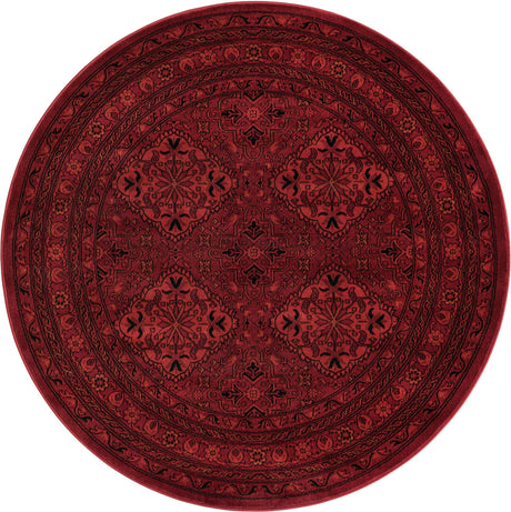 Red 5' 3 x 5' 3 Tekke Round Area Rug Classic Traditional Vintage Design Carpet for Living Rooms, Dining, Bedrooms, Office Space for Sale at Rug Engine