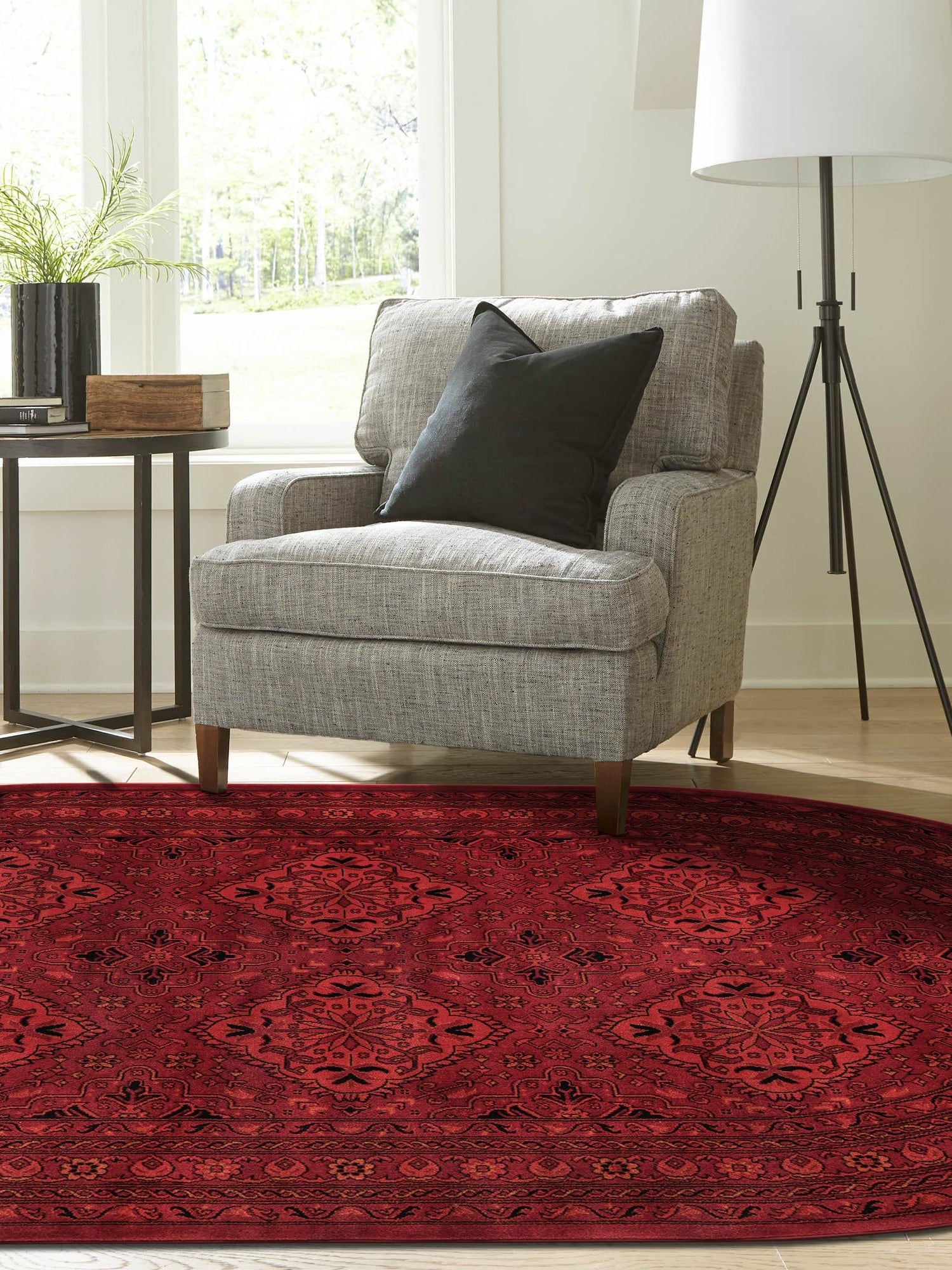 Red 4' 1 x 6' 1 Tekke Oval Area Rug Classic Traditional Vintage Design Carpet for Living Rooms, Dining, Bedrooms, Office Space for Sale at Rug Engine