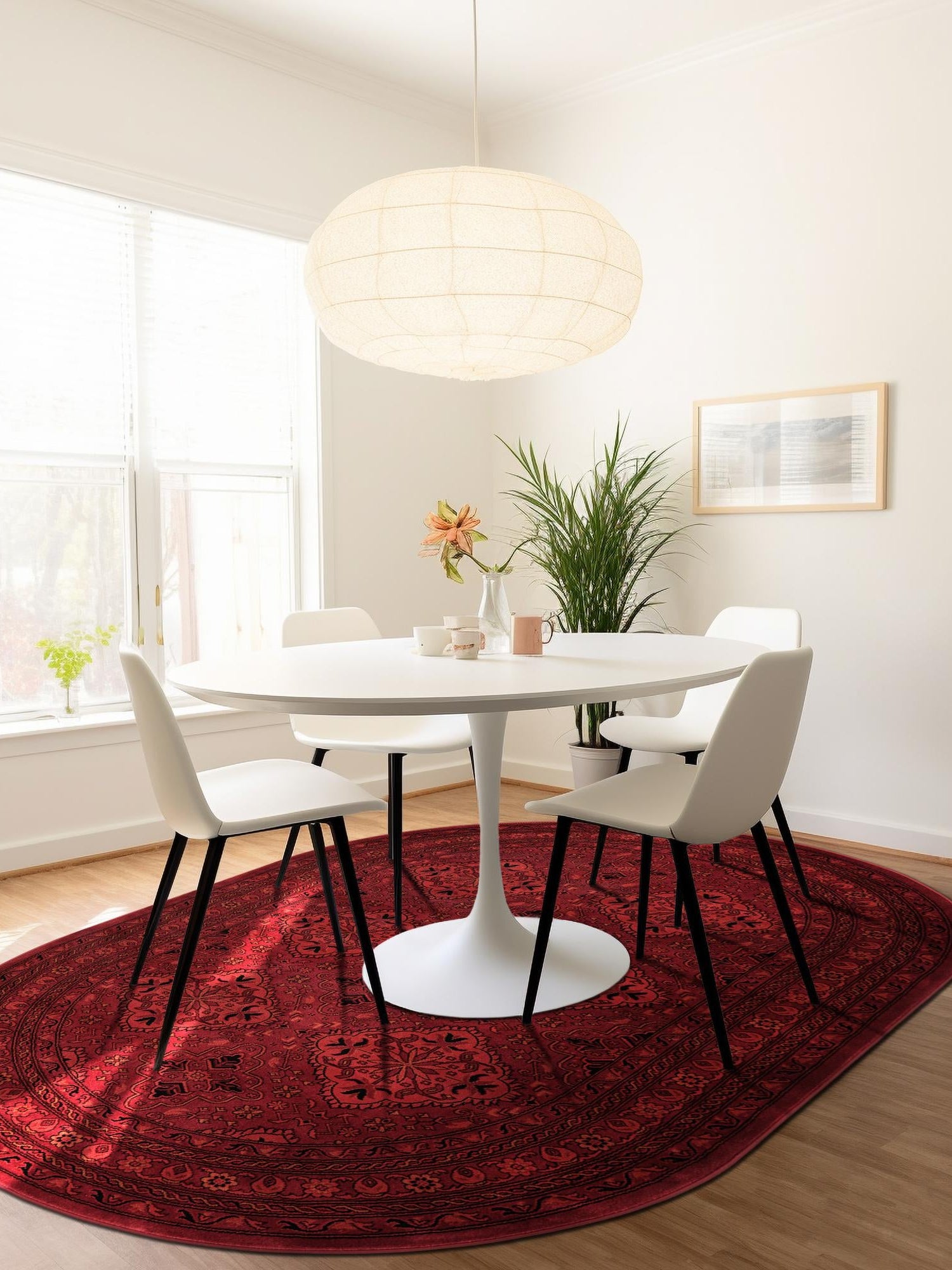 Red 4' 1 x 6' 1 Tekke Oval Area Rug Classic Traditional Vintage Design Carpet for Living Rooms, Dining, Bedrooms, Office Space for Sale at Rug Engine