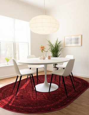 Red 4' 1 x 6' 1 Tekke Oval Area Rug Classic Traditional Vintage Design Carpet for Living Rooms, Dining, Bedrooms, Office Space for Sale at Rug Engine