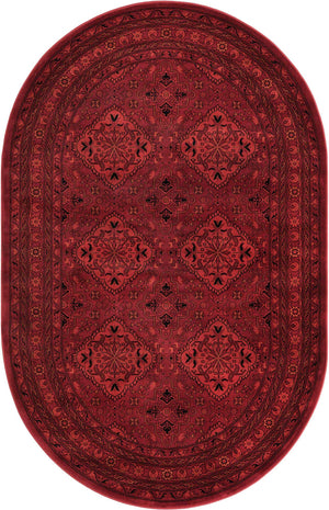 Red 5' 3 x 8' Tekke Oval Area Rug Classic Traditional Vintage Design Carpet for Living Rooms, Dining, Bedrooms, Office Space for Sale at Rug Engine