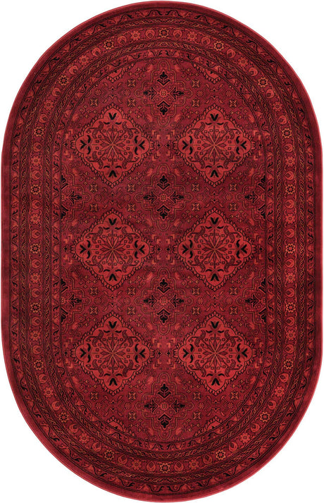 Red 5' 3 x 8' Tekke Oval Area Rug Classic Traditional Vintage Design Carpet for Living Rooms, Dining, Bedrooms, Office Space for Sale at Rug Engine