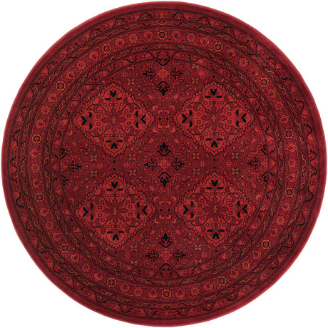 Red 6' 1 x 6' 1 Tekke Round Area Rug Classic Traditional Vintage Design Carpet for Living Rooms, Dining, Bedrooms, Office Space for Sale at Rug Engine