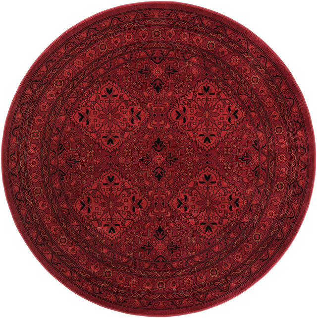 Red 6' 1 x 6' 1 Tekke Round Area Rug Classic Traditional Vintage Design Carpet for Living Rooms, Dining, Bedrooms, Office Space for Sale at Rug Engine