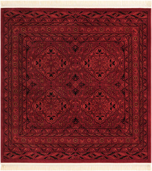 Red 6' 1 x 6' 1 Tekke Square Area Rug Classic Traditional Vintage Design Carpet for Living Rooms, Dining, Bedrooms, Office Space for Sale at Rug Engine