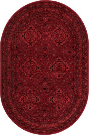 Red 6' 1 x 9' Tekke Oval Area Rug Classic Traditional Vintage Design Carpet for Living Rooms, Dining, Bedrooms, Office Space for Sale at Rug Engine