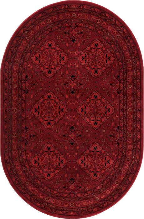 Red 6' 1 x 9' Tekke Oval Area Rug Classic Traditional Vintage Design Carpet for Living Rooms, Dining, Bedrooms, Office Space for Sale at Rug Engine