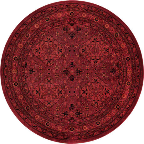 Red 7' 10 x 7' 10 Tekke Round Area Rug Classic Traditional Vintage Design Carpet for Living Rooms, Dining, Bedrooms, Office Space for Sale at Rug Engine
