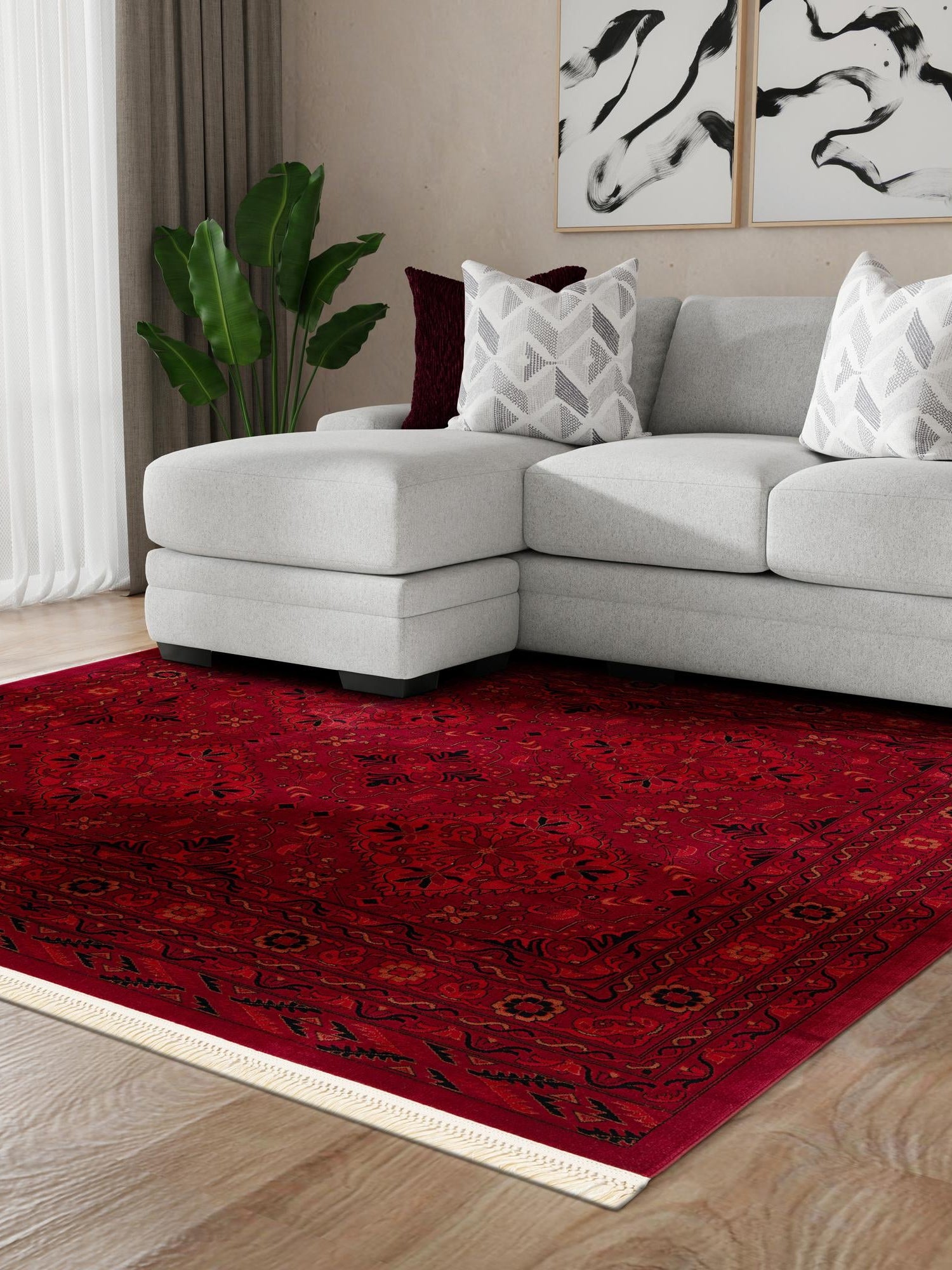 Red 10' x 10' Tekke Square Area Rug Classic Traditional Vintage Design Carpet for Living Rooms, Dining, Bedrooms, Office Space for Sale at Rug Engine