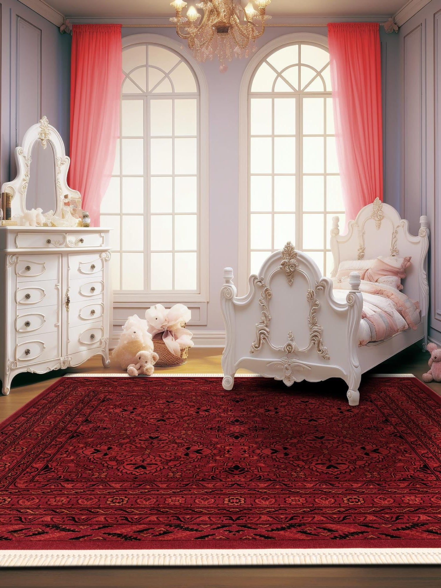 Red 6' 1 x 6' 1 Tekke Square Area Rug Classic Traditional Vintage Design Carpet for Living Rooms, Dining, Bedrooms, Office Space for Sale at Rug Engine
