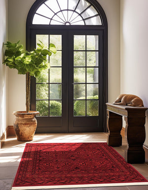Red 7' 10 x 7' 10 Tekke Square Area Rug Classic Traditional Vintage Design Carpet for Living Rooms, Dining, Bedrooms, Office Space for Sale at Rug Engine