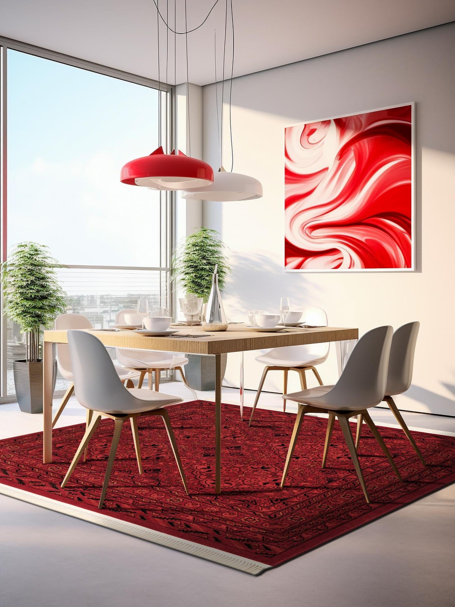 Red 6' 1 x 6' 1 Tekke Square Area Rug Classic Traditional Vintage Design Carpet for Living Rooms, Dining, Bedrooms, Office Space for Sale at Rug Engine