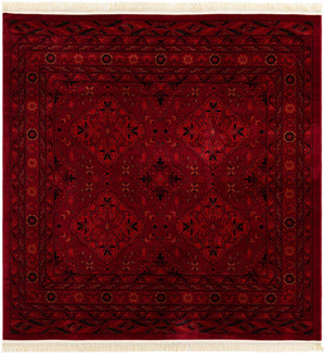 Red 7' 10 x 7' 10 Tekke Square Area Rug Classic Traditional Vintage Design Carpet for Living Rooms, Dining, Bedrooms, Office Space for Sale at Rug Engine