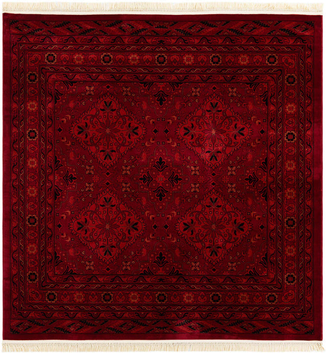 Red 7' 10 x 7' 10 Tekke Square Area Rug Classic Traditional Vintage Design Carpet for Living Rooms, Dining, Bedrooms, Office Space for Sale at Rug Engine