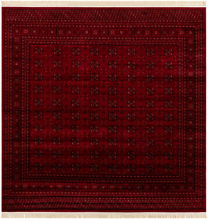 Red 10' x 10' Tekke Square Area Rug Classic Traditional Vintage Design Carpet for Living Rooms, Dining, Bedrooms, Office Space for Sale at Rug Engine