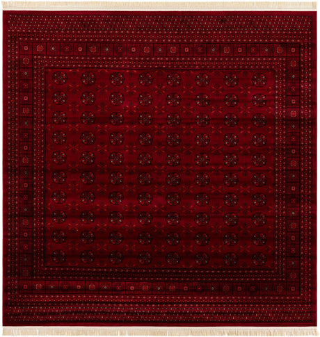 Red 10' x 10' Tekke Square Area Rug Classic Traditional Vintage Design Carpet for Living Rooms, Dining, Bedrooms, Office Space for Sale at Rug Engine
