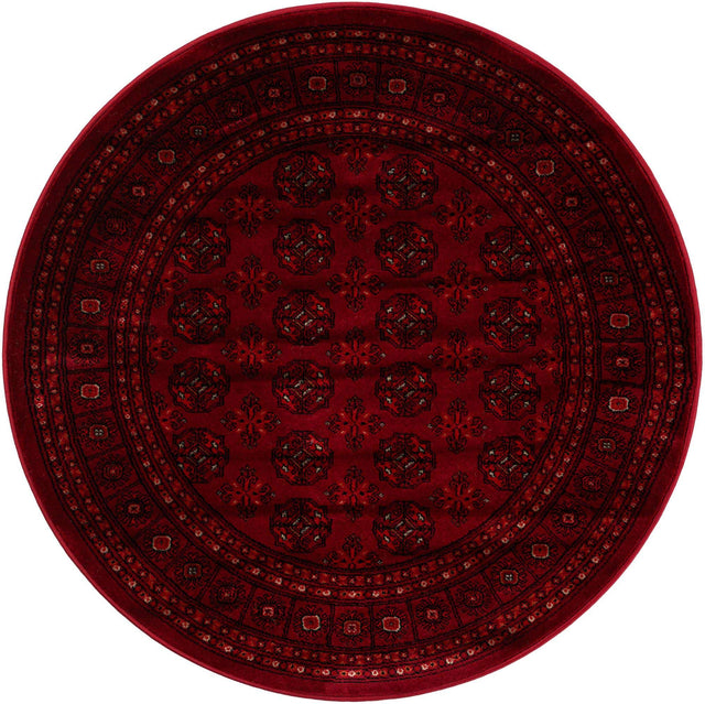 Red 4' 1 x 4' 1 Tekke Round Area Rug Classic Traditional Vintage Design Carpet for Living Rooms, Dining, Bedrooms, Office Space for Sale at Rug Engine
