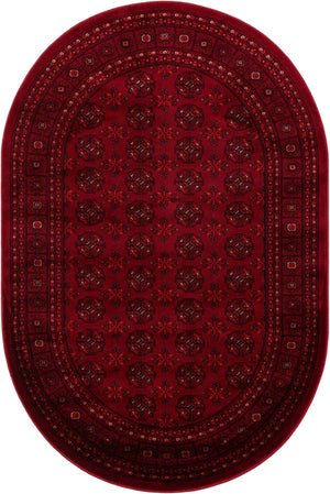Red 4' 1 x 6' 1 Tekke Oval Area Rug Classic Traditional Vintage Design Carpet for Living Rooms, Dining, Bedrooms, Office Space for Sale at Rug Engine