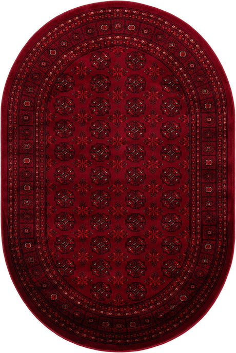 Red 4' 1 x 6' 1 Tekke Oval Area Rug Classic Traditional Vintage Design Carpet for Living Rooms, Dining, Bedrooms, Office Space for Sale at Rug Engine