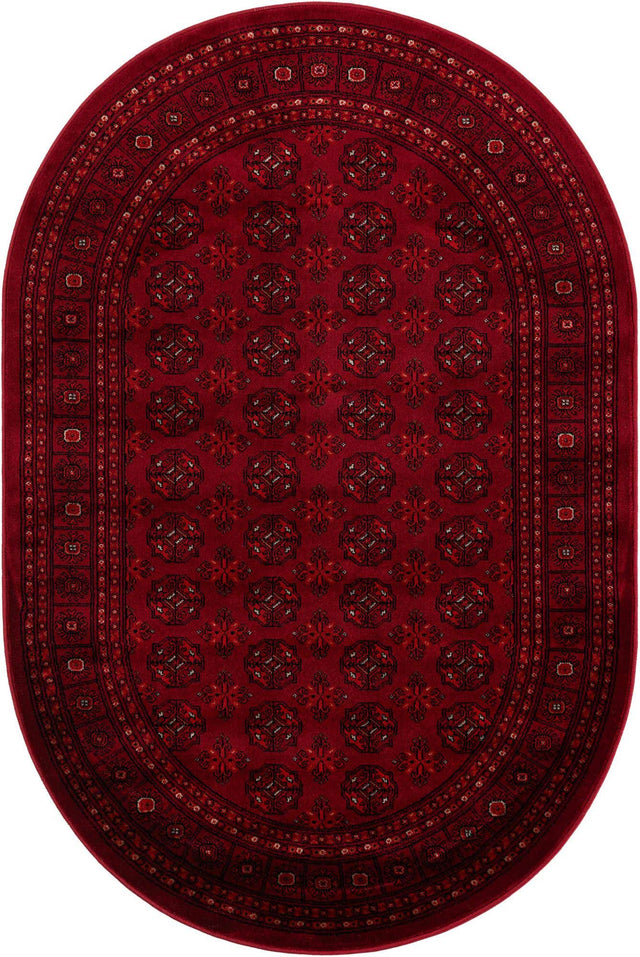 Red 4' 1 x 6' 1 Tekke Oval Area Rug Classic Traditional Vintage Design Carpet for Living Rooms, Dining, Bedrooms, Office Space for Sale at Rug Engine
