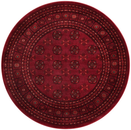 Red 5' 3 x 5' 3 Tekke Round Area Rug Classic Traditional Vintage Design Carpet for Living Rooms, Dining, Bedrooms, Office Space for Sale at Rug Engine