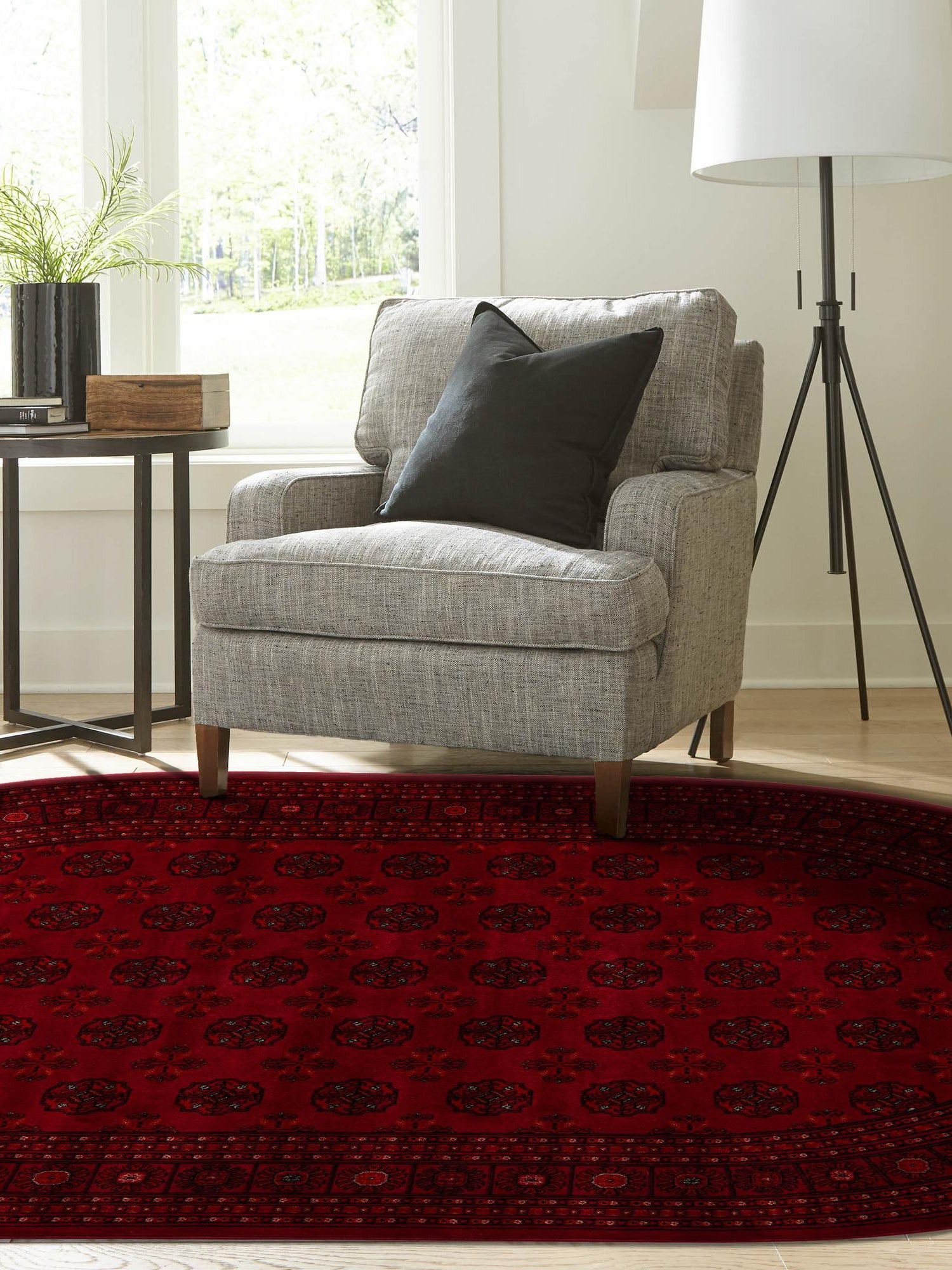 Red 6' 1 x 9' Tekke Oval Area Rug Classic Traditional Vintage Design Carpet for Living Rooms, Dining, Bedrooms, Office Space for Sale at Rug Engine