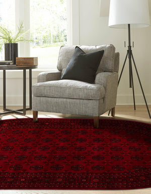 Red 6' 1 x 9' Tekke Oval Area Rug Classic Traditional Vintage Design Carpet for Living Rooms, Dining, Bedrooms, Office Space for Sale at Rug Engine