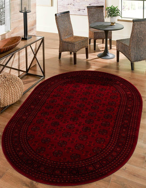 Red 3' 1 x 5' 3 Tekke Oval Area Rug Classic Traditional Vintage Design Carpet for Living Rooms, Dining, Bedrooms, Office Space for Sale at Rug Engine