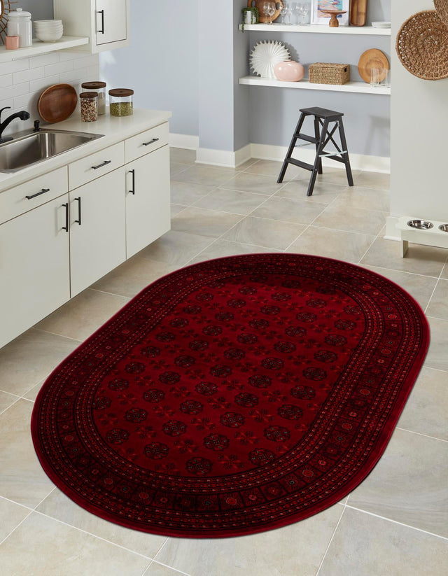 Red 3' 1 x 5' 3 Tekke Oval Area Rug Classic Traditional Vintage Design Carpet for Living Rooms, Dining, Bedrooms, Office Space for Sale at Rug Engine