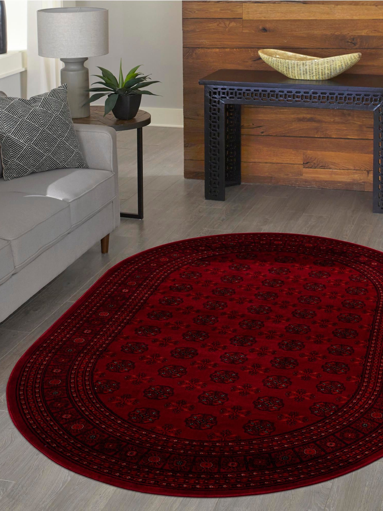 Red 3' 1 x 5' 3 Tekke Oval Area Rug Classic Traditional Vintage Design Carpet for Living Rooms, Dining, Bedrooms, Office Space for Sale at Rug Engine