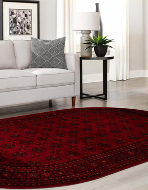 Red 3' 1 x 5' 3 Tekke Oval Area Rug Classic Traditional Vintage Design Carpet for Living Rooms, Dining, Bedrooms, Office Space for Sale at Rug Engine