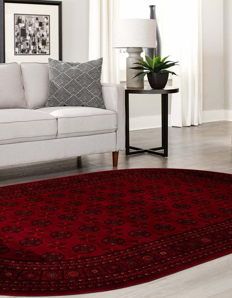 Red 6' 1 x 9' Tekke Oval Area Rug Classic Traditional Vintage Design Carpet for Living Rooms, Dining, Bedrooms, Office Space for Sale at Rug Engine