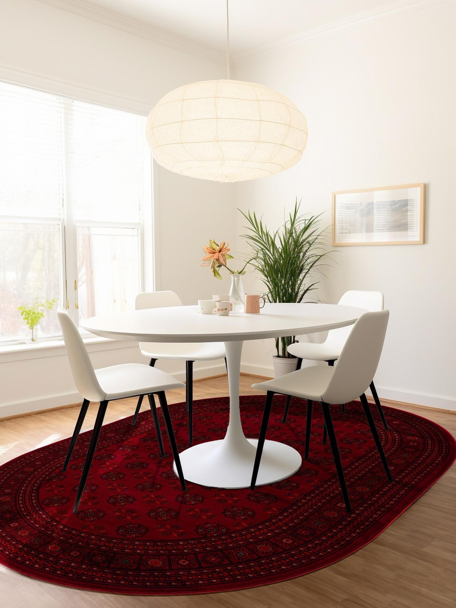 Red 5' 3 x 8' Tekke Oval Area Rug Classic Traditional Vintage Design Carpet for Living Rooms, Dining, Bedrooms, Office Space for Sale at Rug Engine