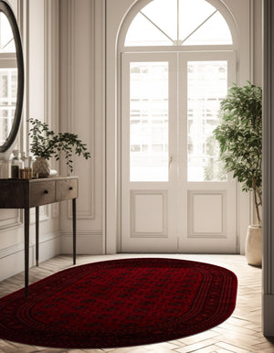Red 3' 1 x 5' 3 Tekke Oval Area Rug Classic Traditional Vintage Design Carpet for Living Rooms, Dining, Bedrooms, Office Space for Sale at Rug Engine