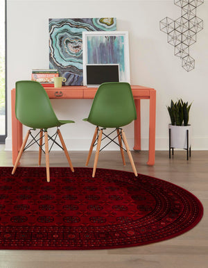 Red 3' 1 x 5' 3 Tekke Oval Area Rug Classic Traditional Vintage Design Carpet for Living Rooms, Dining, Bedrooms, Office Space for Sale at Rug Engine