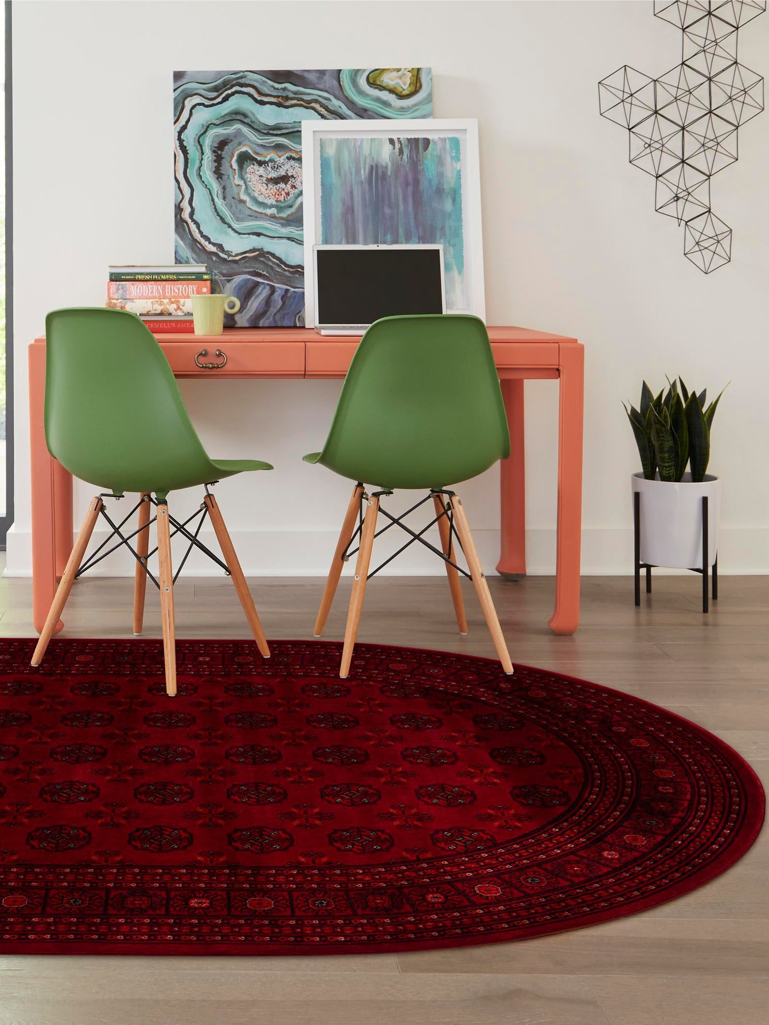 Red 6' 1 x 9' Tekke Oval Area Rug Classic Traditional Vintage Design Carpet for Living Rooms, Dining, Bedrooms, Office Space for Sale at Rug Engine