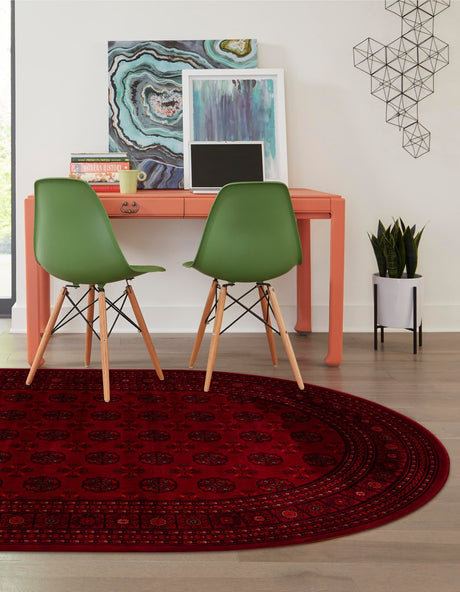 Red 5' 3 x 8' Tekke Oval Area Rug Classic Traditional Vintage Design Carpet for Living Rooms, Dining, Bedrooms, Office Space for Sale at Rug Engine