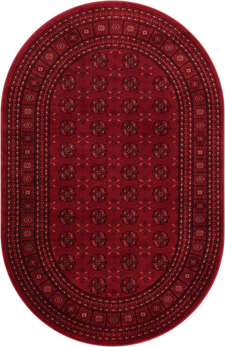 Red 5' 3 x 8' Tekke Oval Area Rug Classic Traditional Vintage Design Carpet for Living Rooms, Dining, Bedrooms, Office Space for Sale at Rug Engine