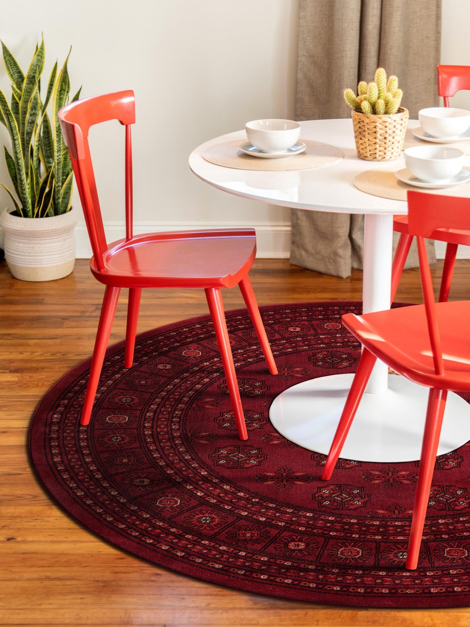 Red 5' 3 x 5' 3 Tekke Round Area Rug Classic Traditional Vintage Design Carpet for Living Rooms, Dining, Bedrooms, Office Space for Sale at Rug Engine