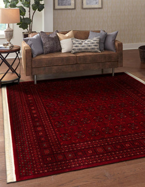 Red 6' 1 x 6' 1 Tekke Square Area Rug Classic Traditional Vintage Design Carpet for Living Rooms, Dining, Bedrooms, Office Space for Sale at Rug Engine