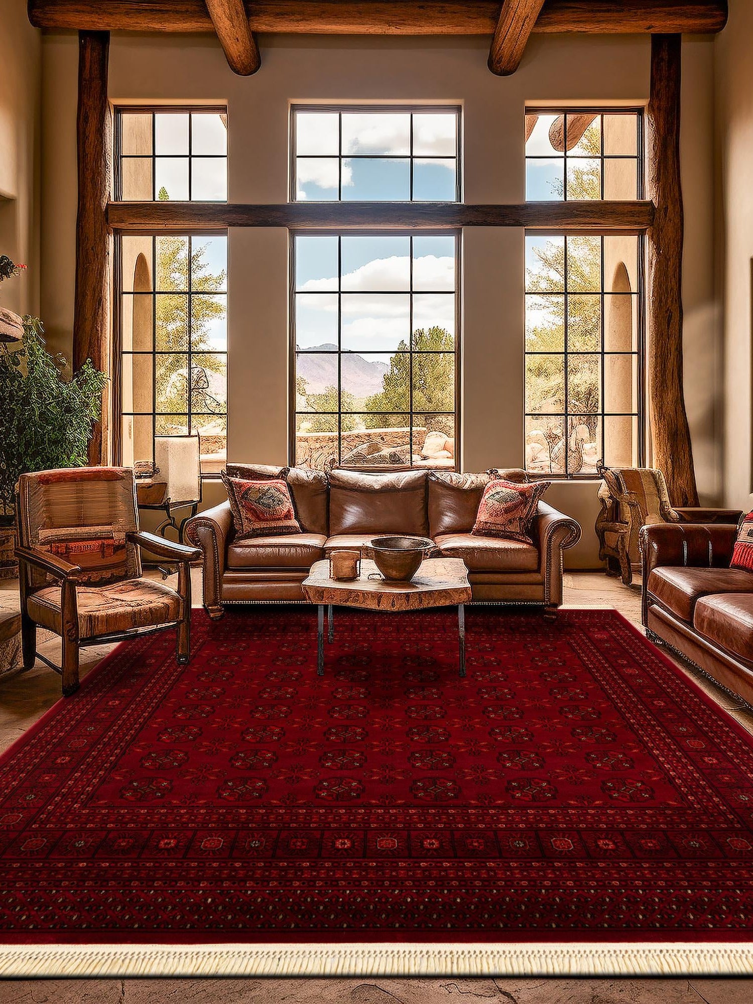 Red 10' x 10' Tekke Square Area Rug Classic Traditional Vintage Design Carpet for Living Rooms, Dining, Bedrooms, Office Space for Sale at Rug Engine