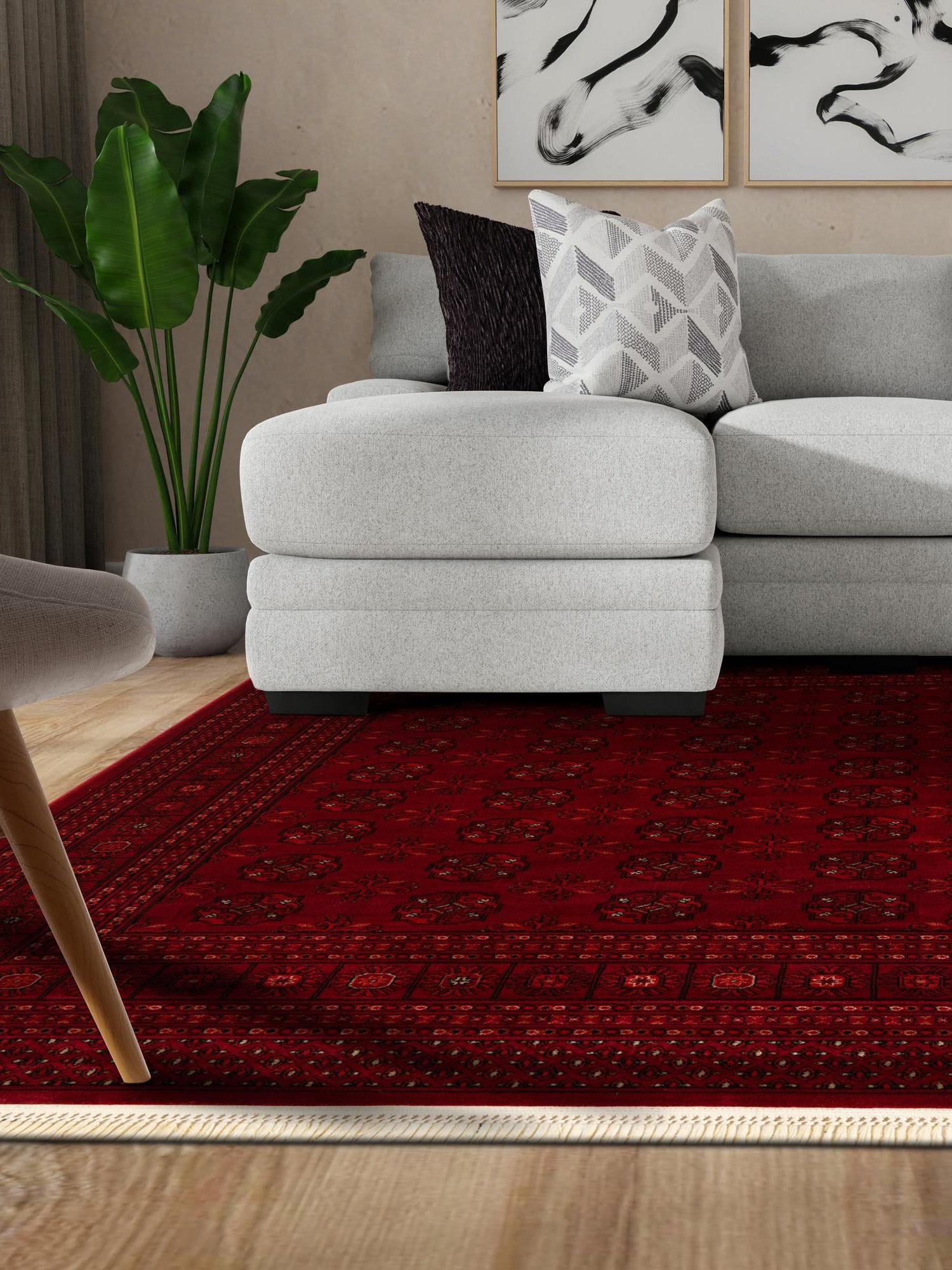 Red 7' 10 x 7' 10 Tekke Square Area Rug Classic Traditional Vintage Design Carpet for Living Rooms, Dining, Bedrooms, Office Space for Sale at Rug Engine